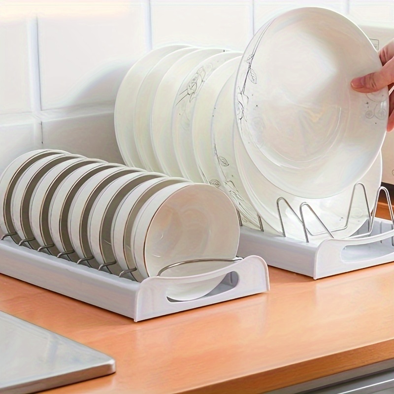 1pc White Double-layer Kitchen Bowl & Dish Rack Countertop Organizer