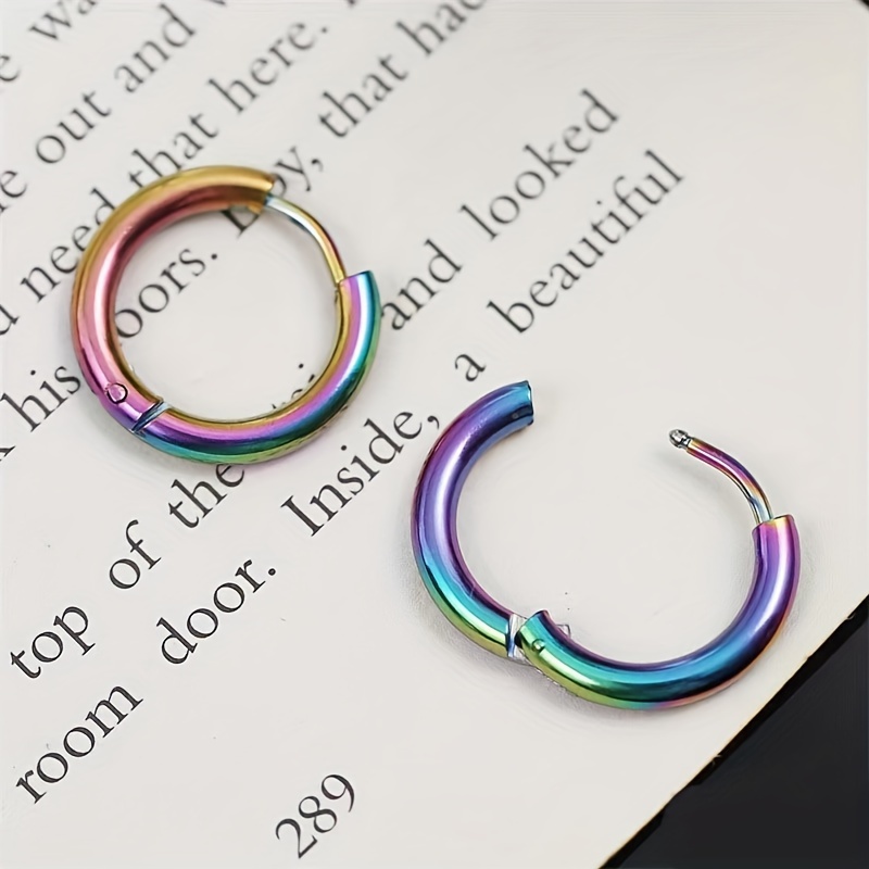 Tiny Glossy Hoop Earrings Stainless Steel Jewelry Simple Leisure Style For Women Daily Casual