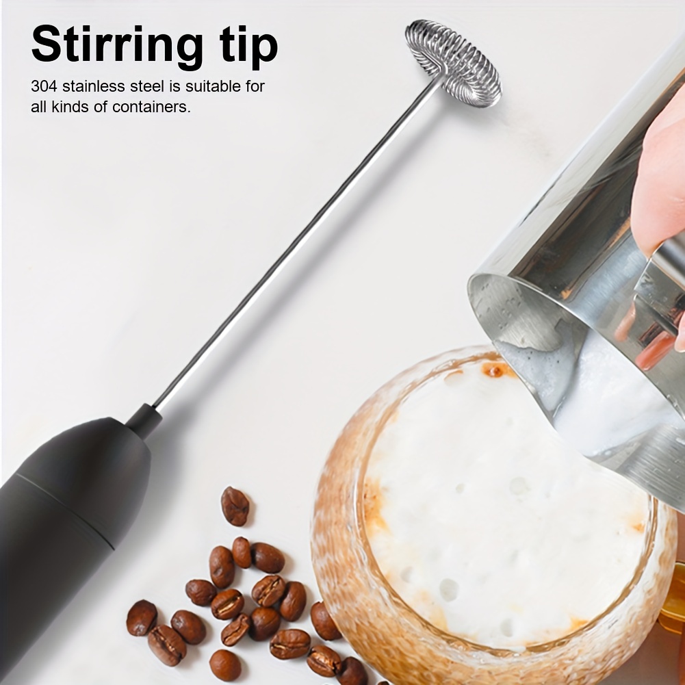 Stainless Steel Battery Operated Electric Milk Frother Egg Beater Kitchen Drink Foamer Whisk Mixer Stirrer Coffee Creamer Whisk Frothy Blend Whisker