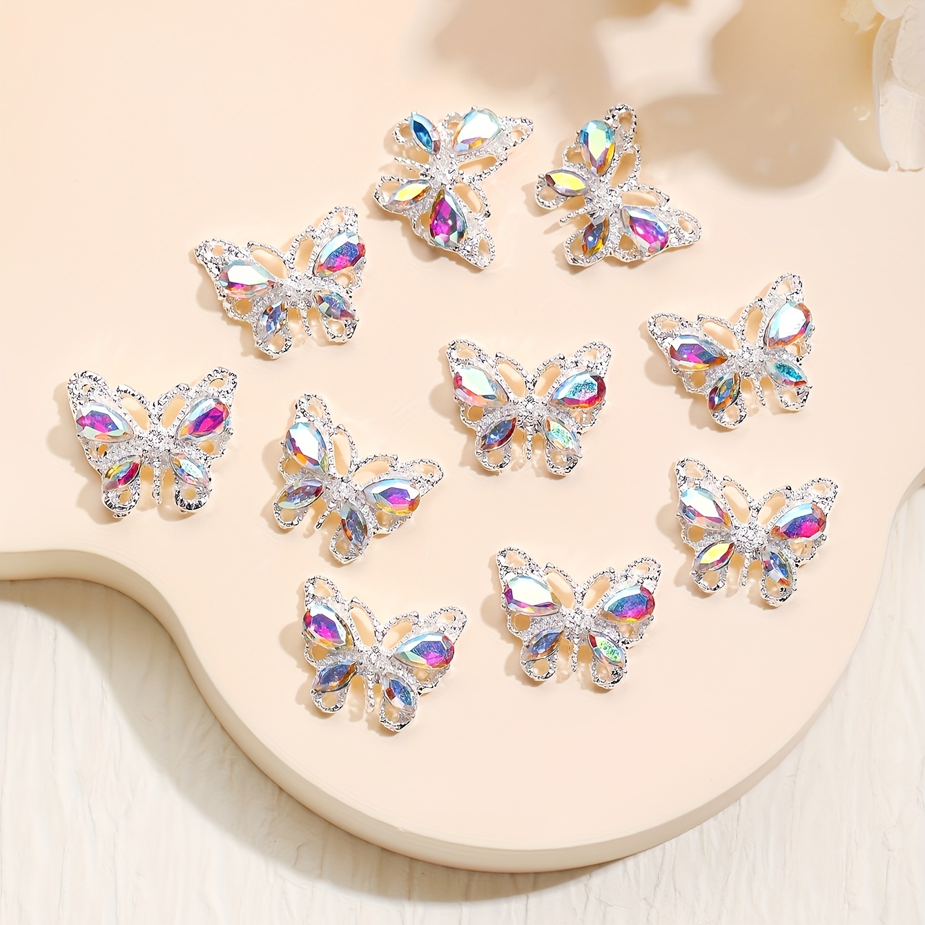 3d Colorful Butterfly Nail Charms Bow Knot Resin Nail Jewels - Temu