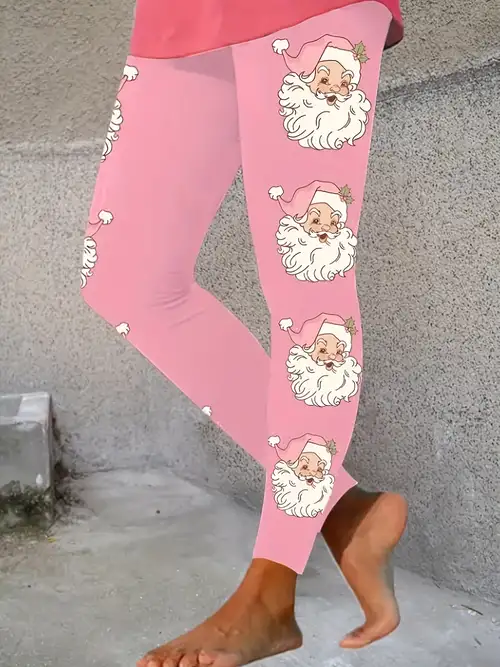 Christmas Santa Snowflake Print Yoga Pants High Waist Tummy - Temu