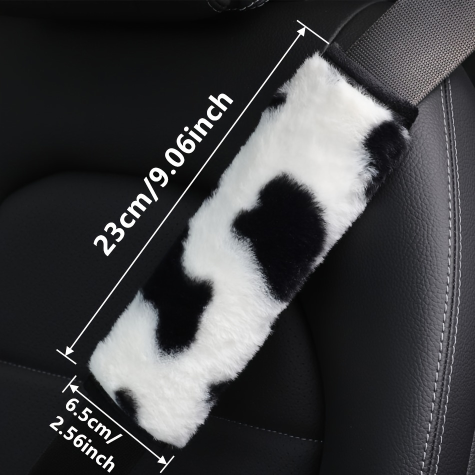 Plush Cow Printed Car Seat Belt Cover Car Shoulder Cover - Temu