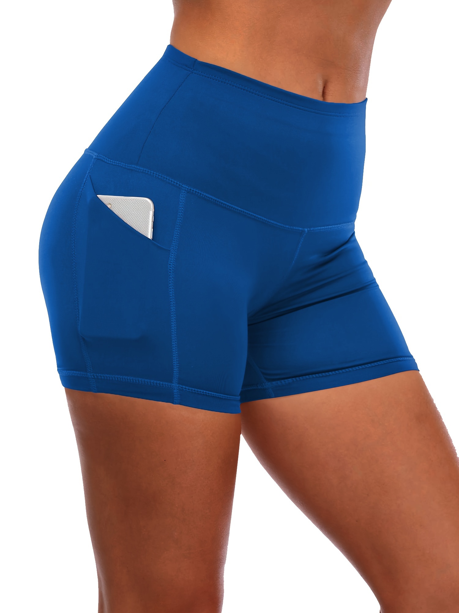 CQC Women's High Waist Yoga Shorts Compression Workout Running Bike Shorts  Side Pockets - Miazone