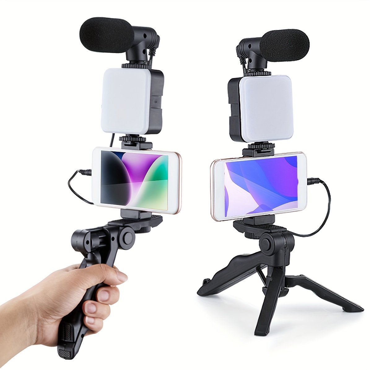 Estabilizador de cardán de seguimiento inteligente de escritorio Q18 Palo  selfie con luz de relleno multifunción (