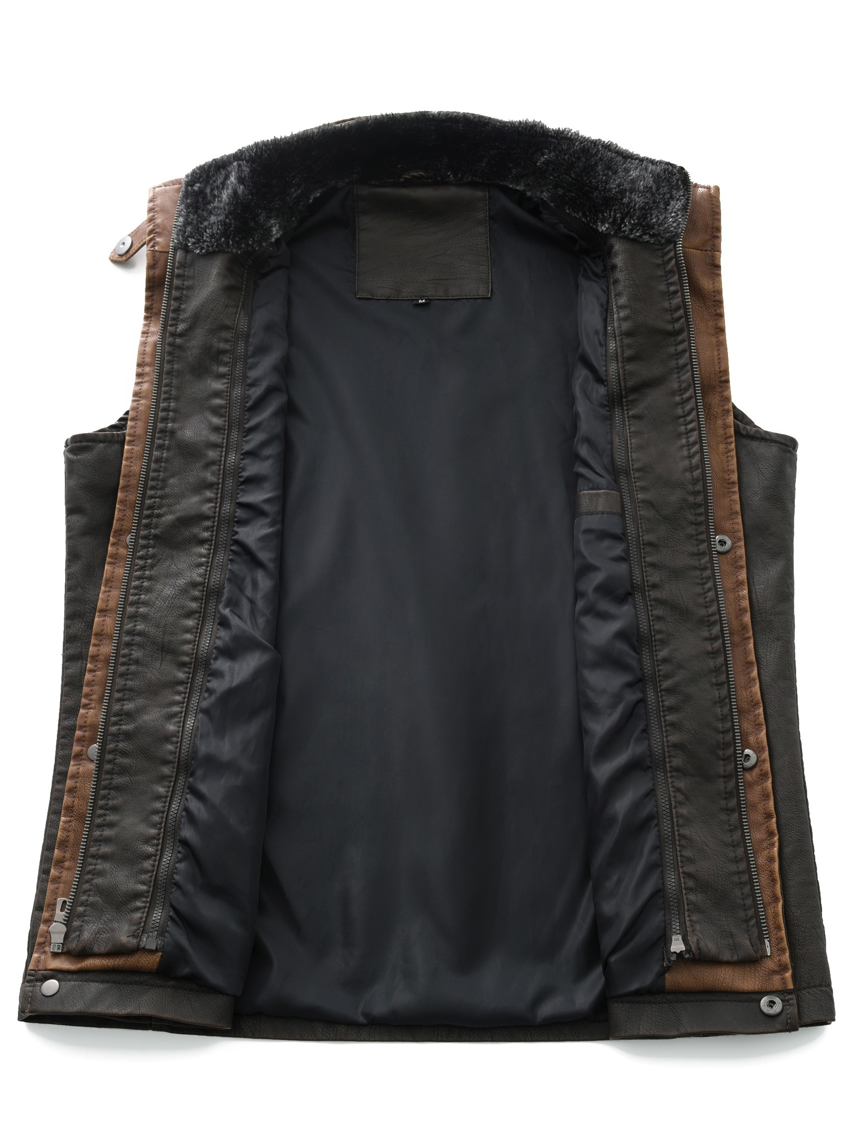 Dropship Lugentolo Faux Leather Vest Jecket Mens Slim-fit Zipper