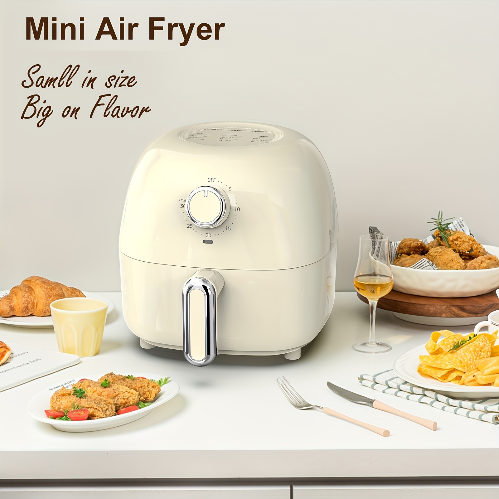 IAGREEA 67.63oz/2.1QT Mini Electric Air Fryer, Oven Cooker, Non-Stick Fry  Basket, Recipe Guide + Auto Shut Off Feature, 120V~, 900-Watt