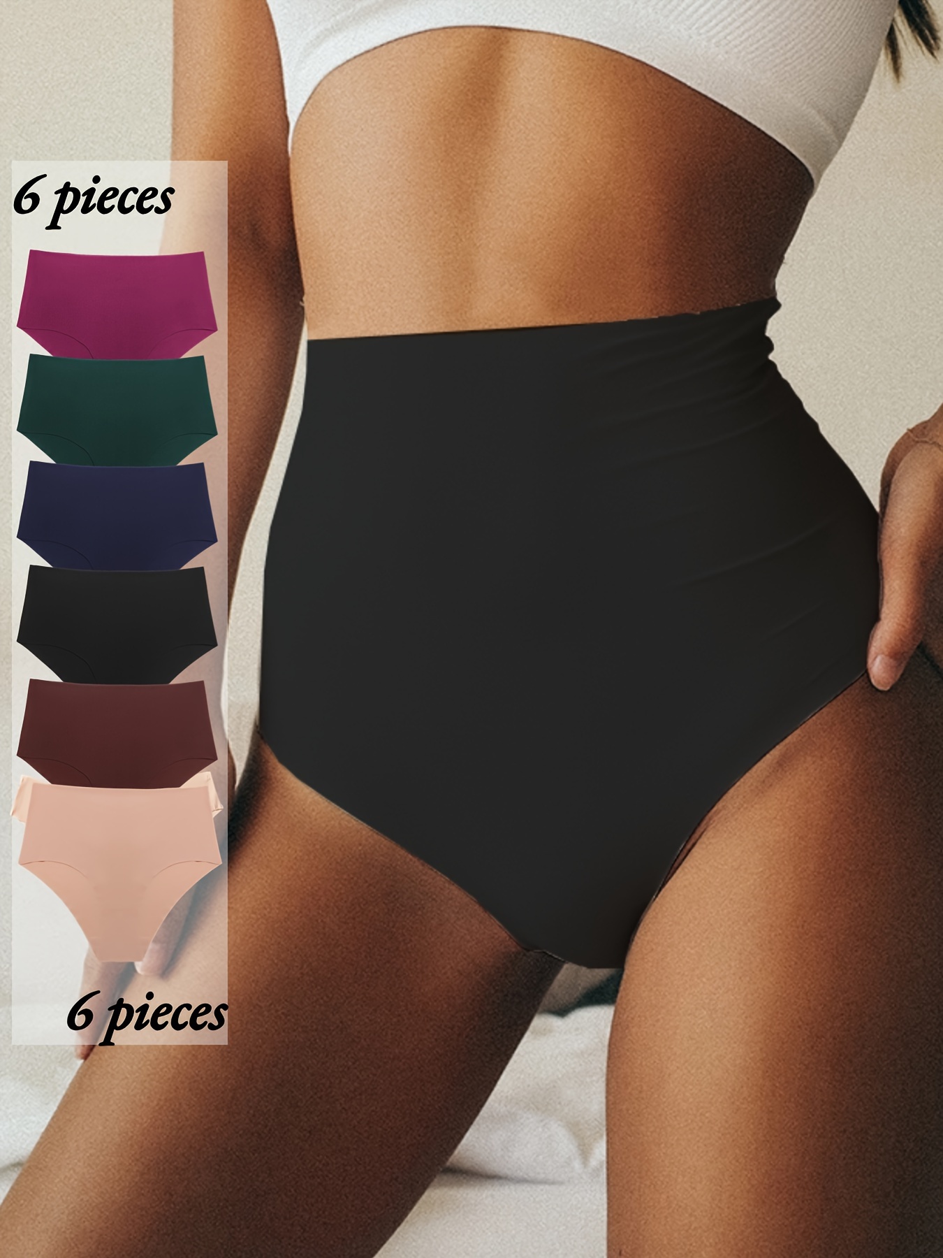 High Waist Solid Briefs Comfy Breathable Stretchy Intimates - Temu