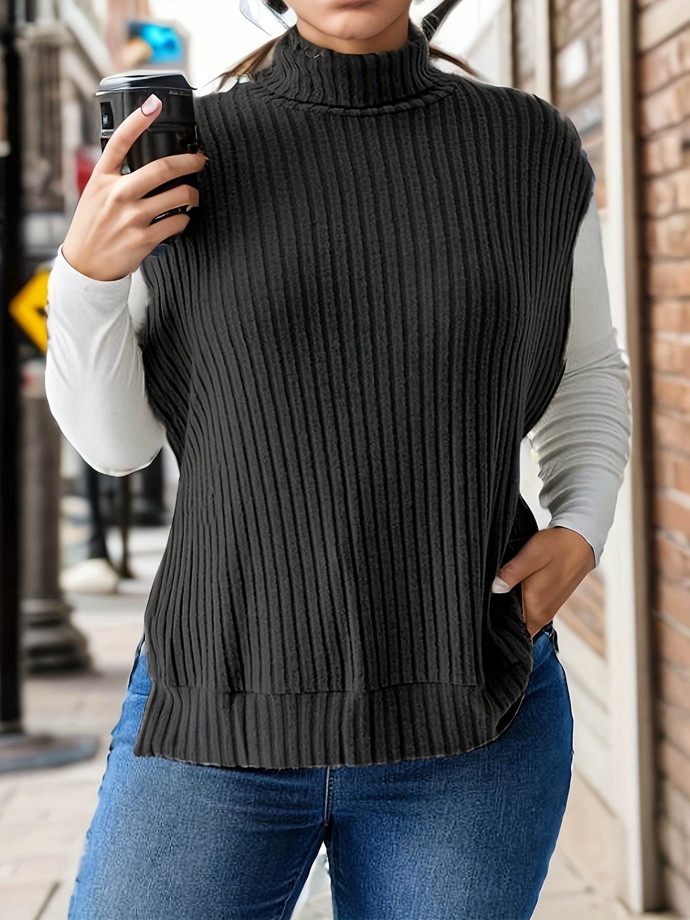 Nuevas llegadas lana sin mangas Chalecos para las mujeres suéter de punto  chaleco alta elasticidad suelta moda Mujer