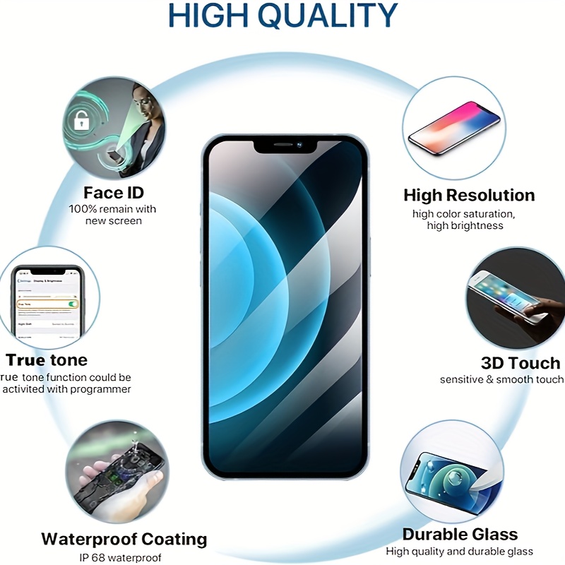 Para iPhone 12 Reemplazo de pantalla para iPhone 12 Pro 3D Touch LCD  Digitalizador Reparación de montaje completo 6.1 Vidrio frontal  impermeable