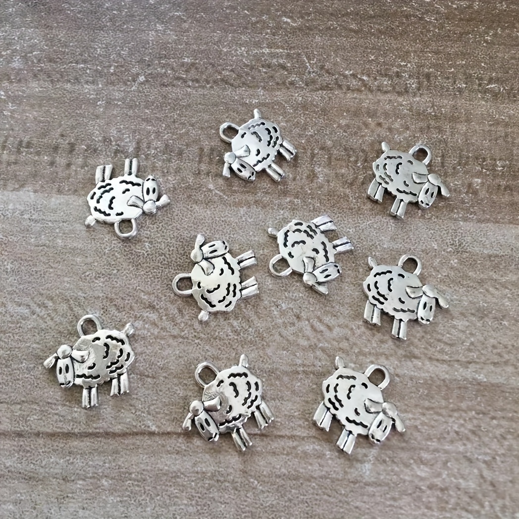 

20pcs Antique Silvery Zinc Alloy Sheep Charms, Retro Animal Pendants For Diy Bracelets, Necklaces, Keychains, Crafting Accessories