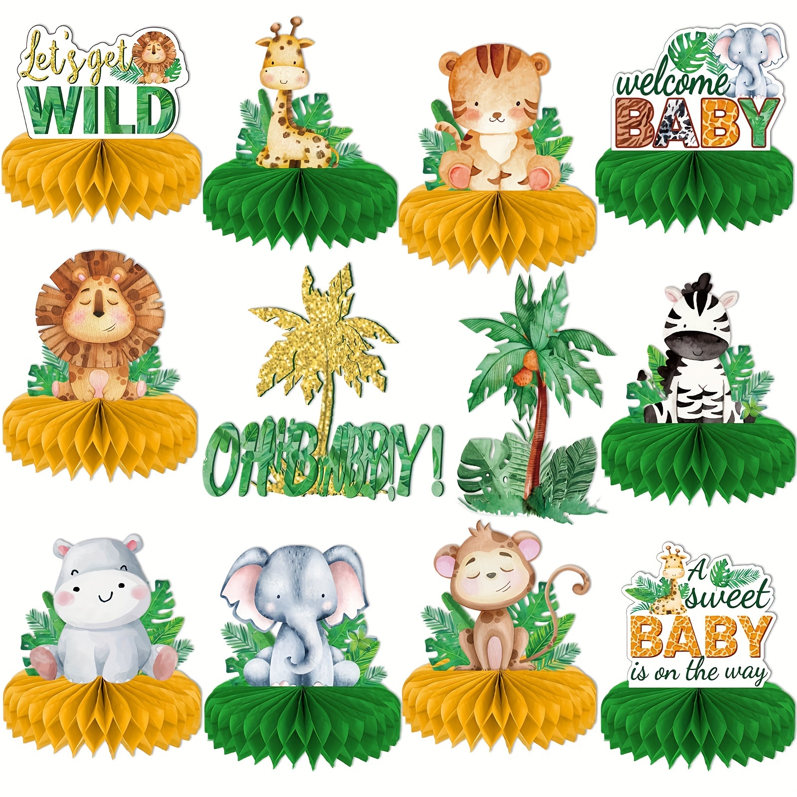 Pastel de pañales Safari - Oh Baby - Regalo para niña recién nacida -  arpillera, verde salvia y rosa