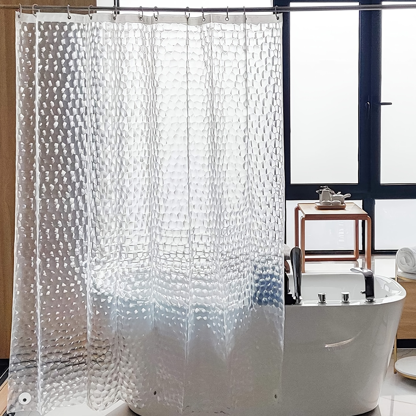 Forro de cortina de ducha, forro de ducha de PEVA transparente de primera  calidad con 3 imanes y ojales de metal, cortinas de ducha impermeables y