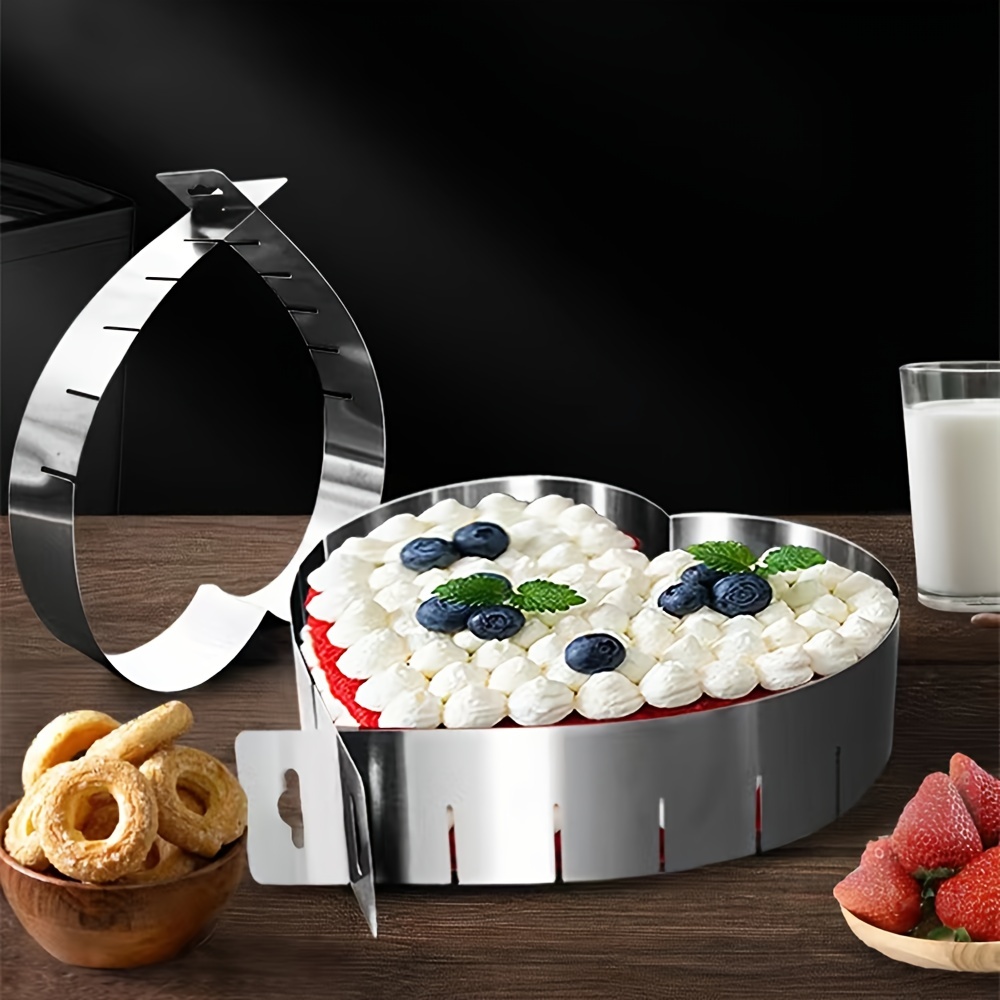 

1pc Adjustable Cake Mold Fondant Pastry Mould Heart Shape Stainless Steel Mousse Baking Pizza Ring Cake Decorating Tools 5.5'' - 10.6''