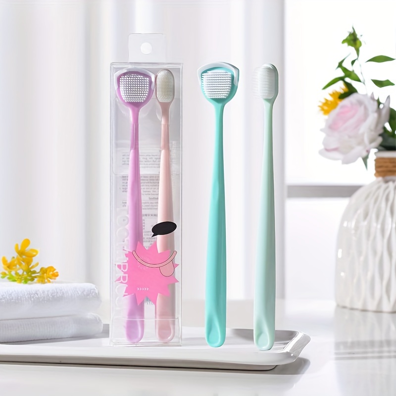 

2pcs Nano Silicone Toothbrush And Nano Silicone Tongue Brush Set, Tongue Scraper, Tongue Coating Scraper
