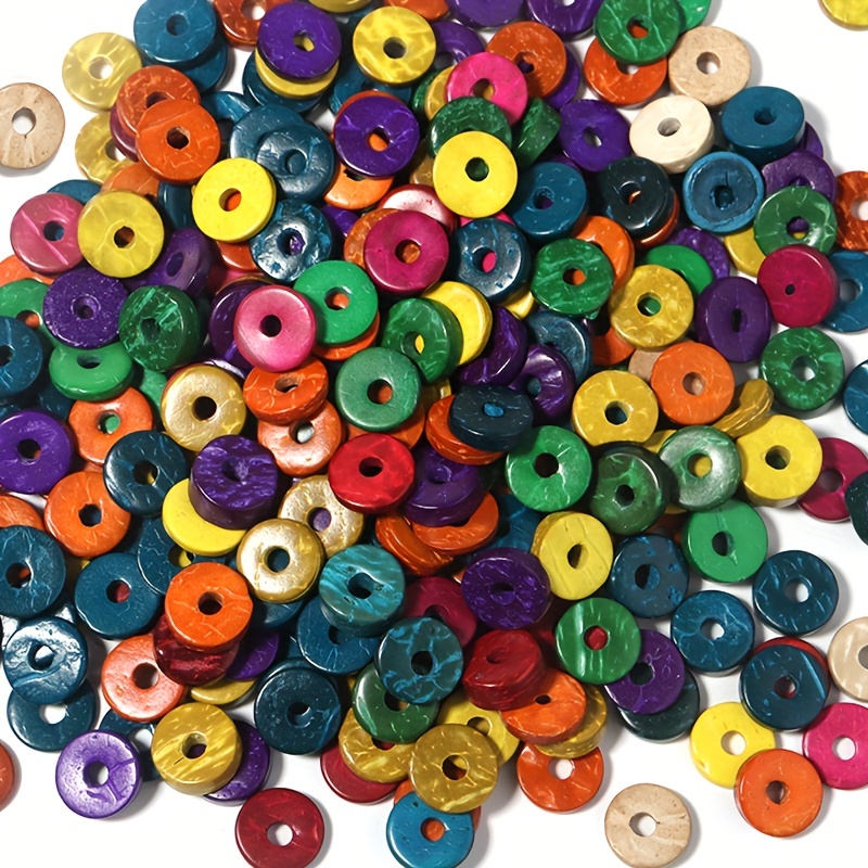 100pcs Color Button Straight Hole Round Chip Wooden Bead, Bracelet Necklace Making Supplies Accessories