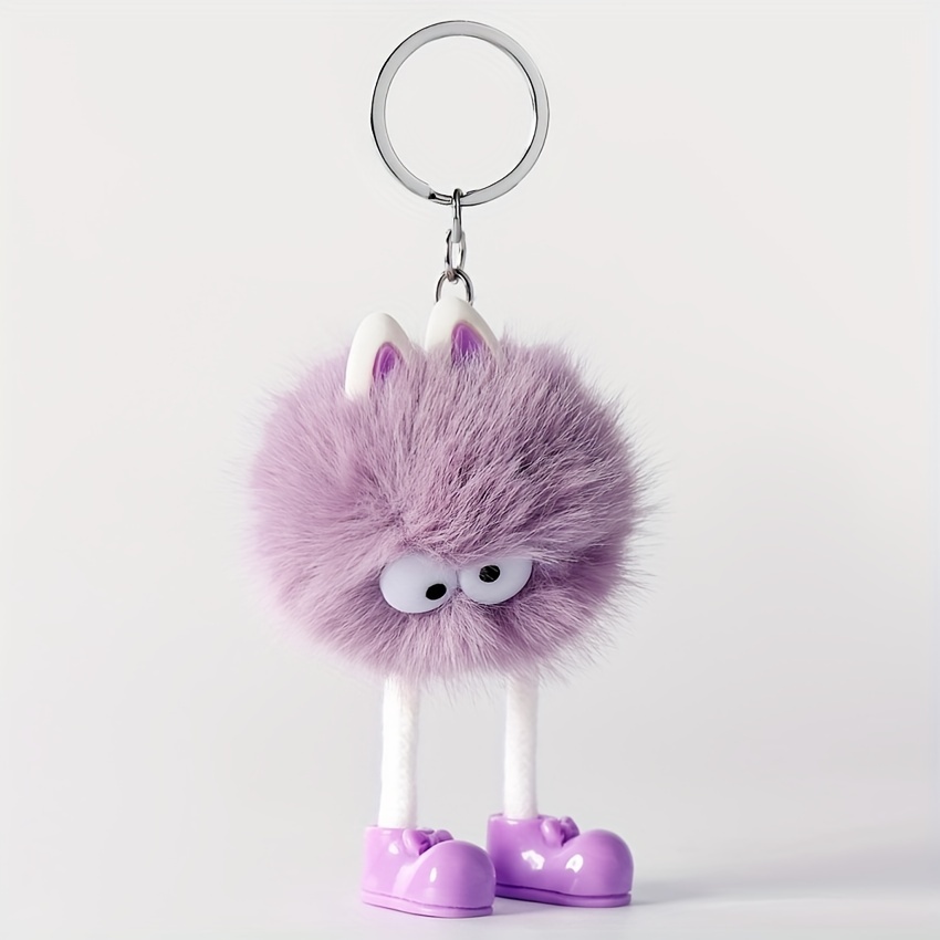 Pompom Key Chains Cute Doll Fluffy Ball Keychain For Car - Temu United  Kingdom