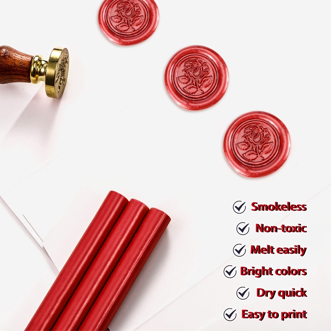 Red Sealing Wax Sticks, ONWINPOR 30pcs Wine Red Glue Gun Wax Seal Sticks  Beads for Wax Seal Stamp, Letter Sealing Wedding Invitations, Cards  Envelopes