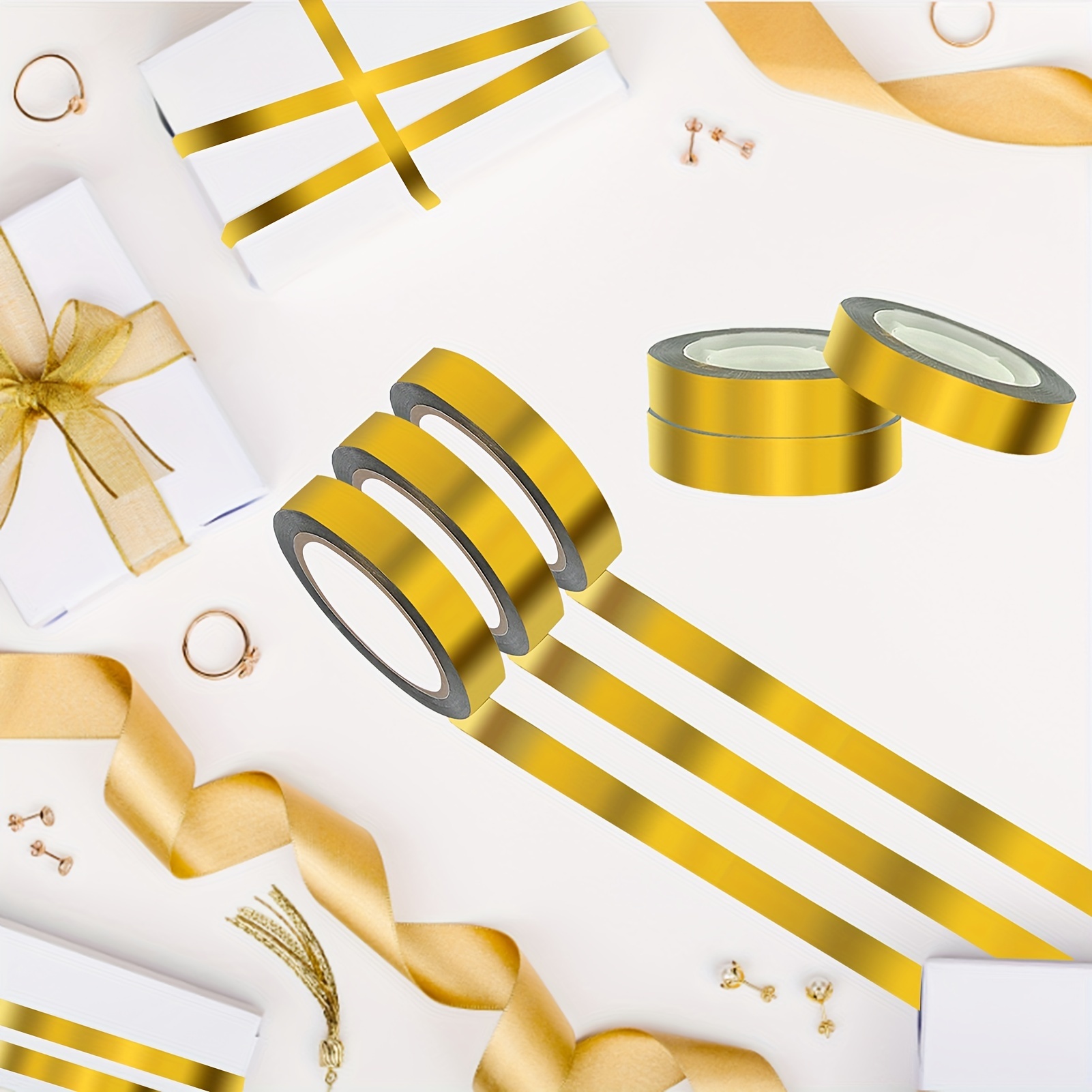  HFKPJRT Cinta Washi dorada, 6 rollos de cinta dorada  autoadhesiva metálica de 165 yardas, cinta de espejo para decoración de  pared, marco de TV y manualidades (1/2 pulgada) : Arte y Manualidades