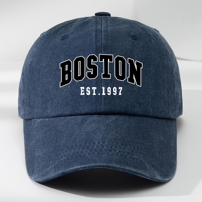 TEMU Vintage-inspired Boston Print Baseball - Adjustable, Casual Hat For Men