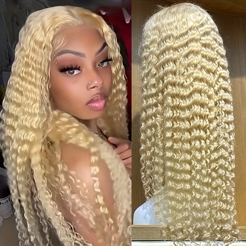 Deep Wave Blonde 613 Hd Lace Frontal Wig Baby Hair Human Temu Canada