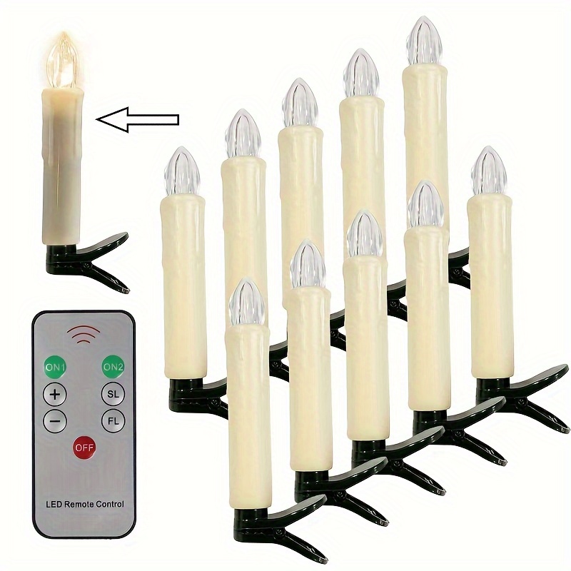 10 PCS Christmas Tree Candles Light Timer Remote Flameless