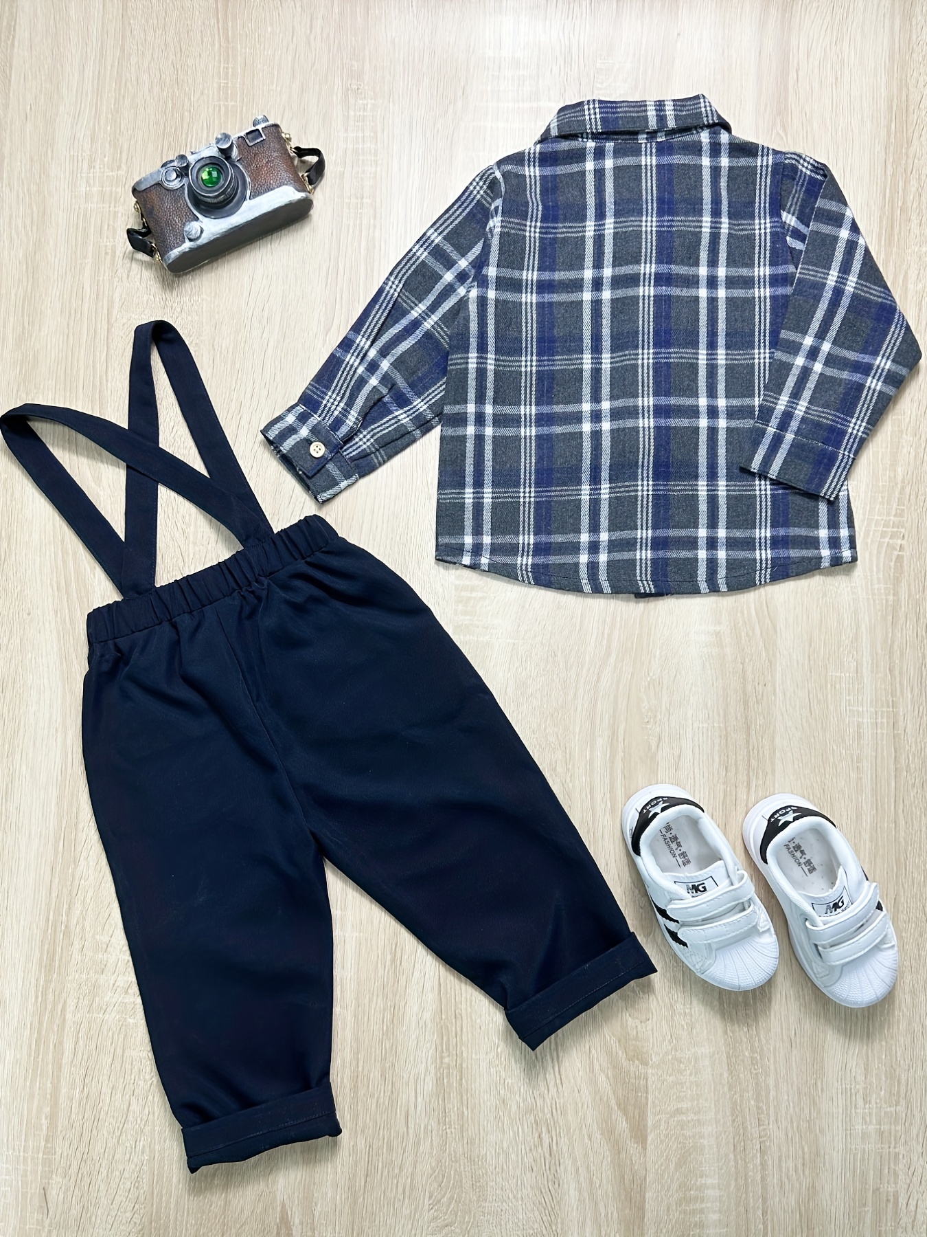 Spring Autumn Baby Infant Boy Outfit Set fashion Checkerboard