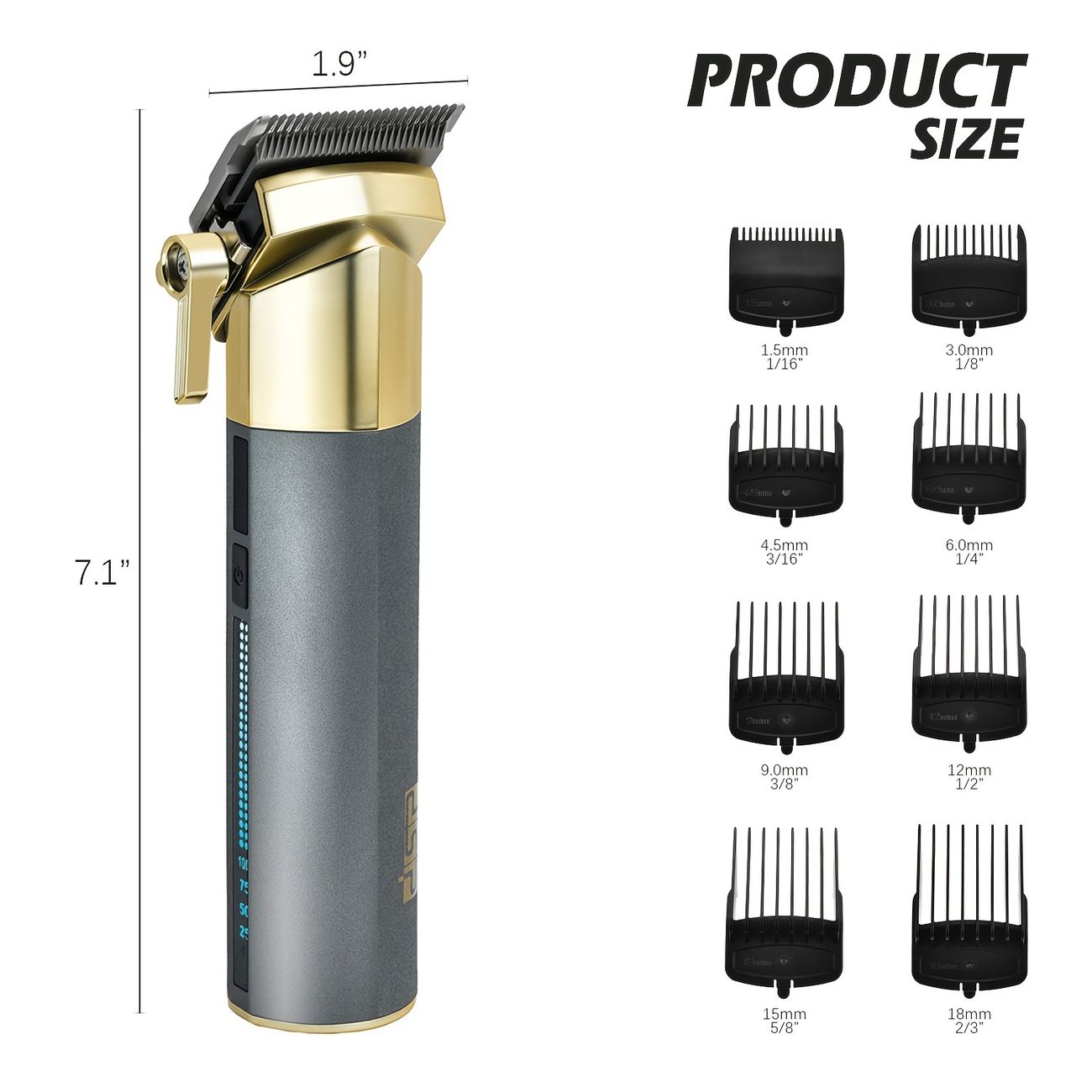 Adjustable Hair Clippers For Men Cordless Clippers Professional Barbers Set  Electric Hair Cut Machines With Led Display 1 5 18mm Limit Combs Usb Type C  Charging | High-quality & Affordable | Temu