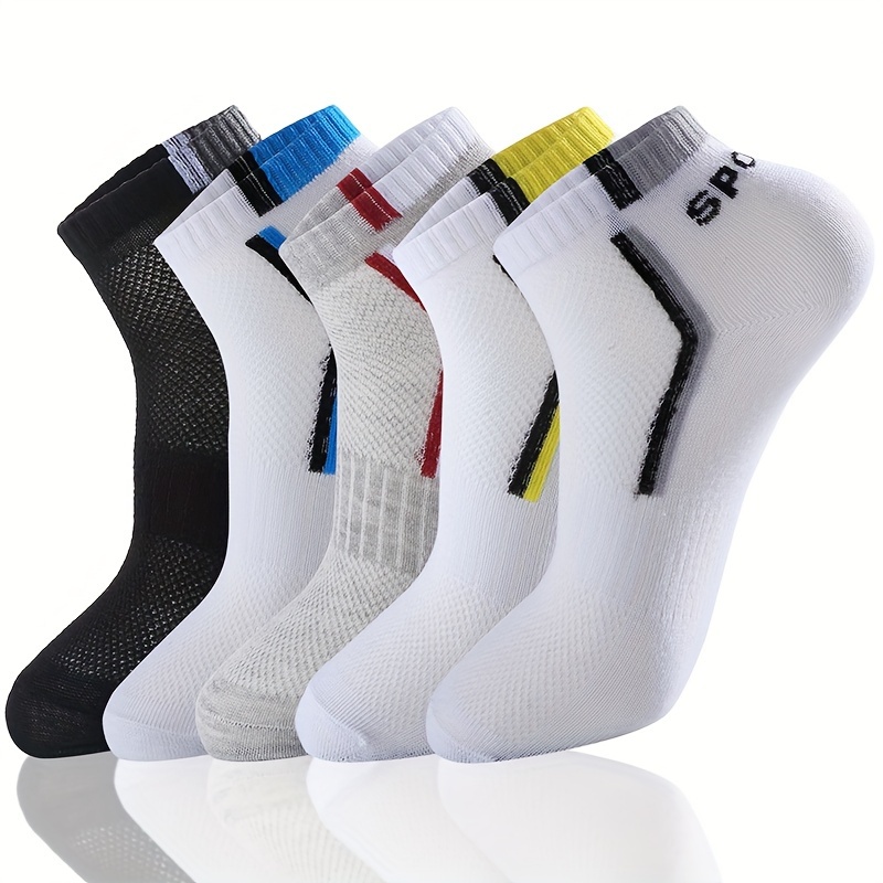5 pares de calcetines deportivos informales para hombre, calcetines de  baloncesto, calcetines de tobillo de corte bajo cómodos transpirables que  absorben el sudor de malla fina - Temu