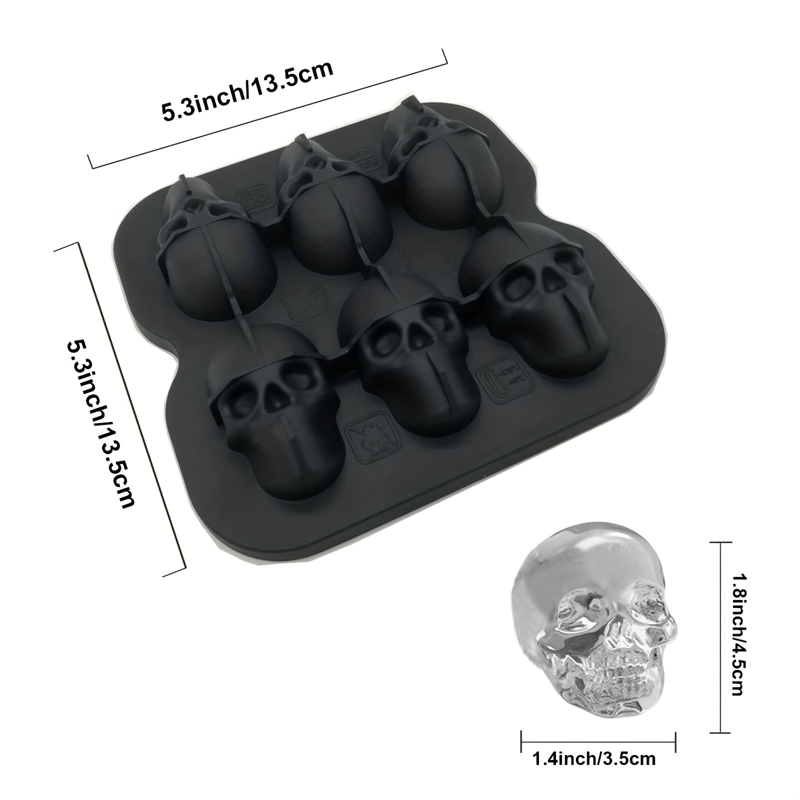 1pc skull ice hockey mold, silicone flexible Ice cube tray, freezer BPA-free  ice tray, Scary Head bone ice hockey machine, easy release ice maker, for  soft drinks, juices, kitchen accessories