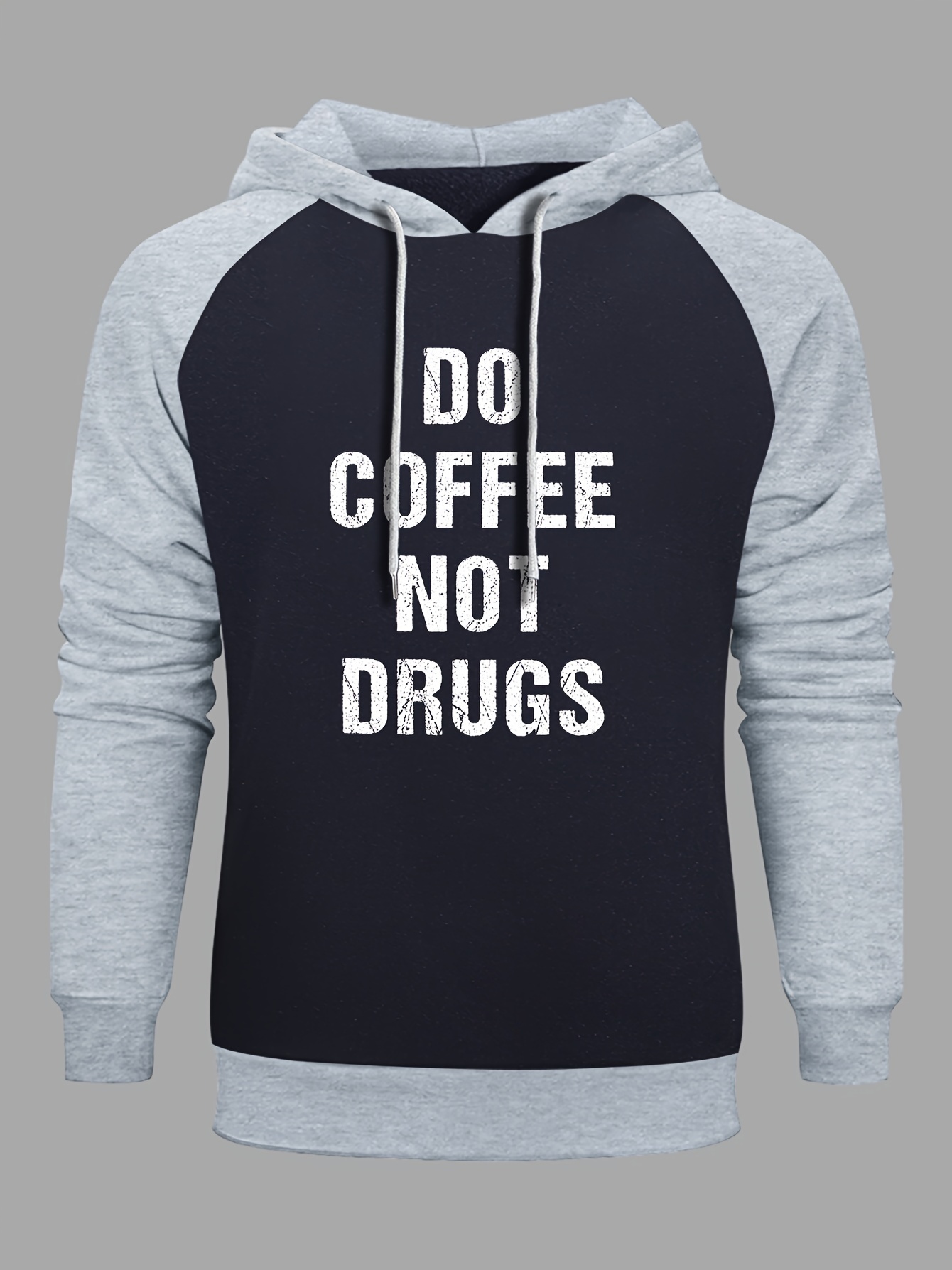 Plus Size Men's "do Coffee Not " Print Hooded Sweatshirt Oversized