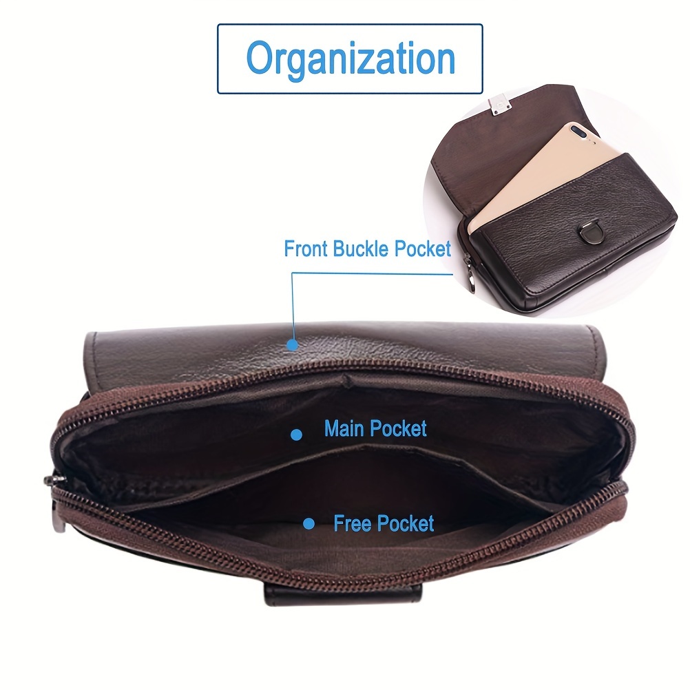 1pc mens leather waist bag for cellphone details 1