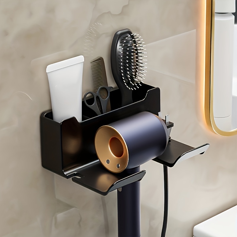 Bathroom Hair Dryer Wall Mounted Holder Punch-free Storage Box