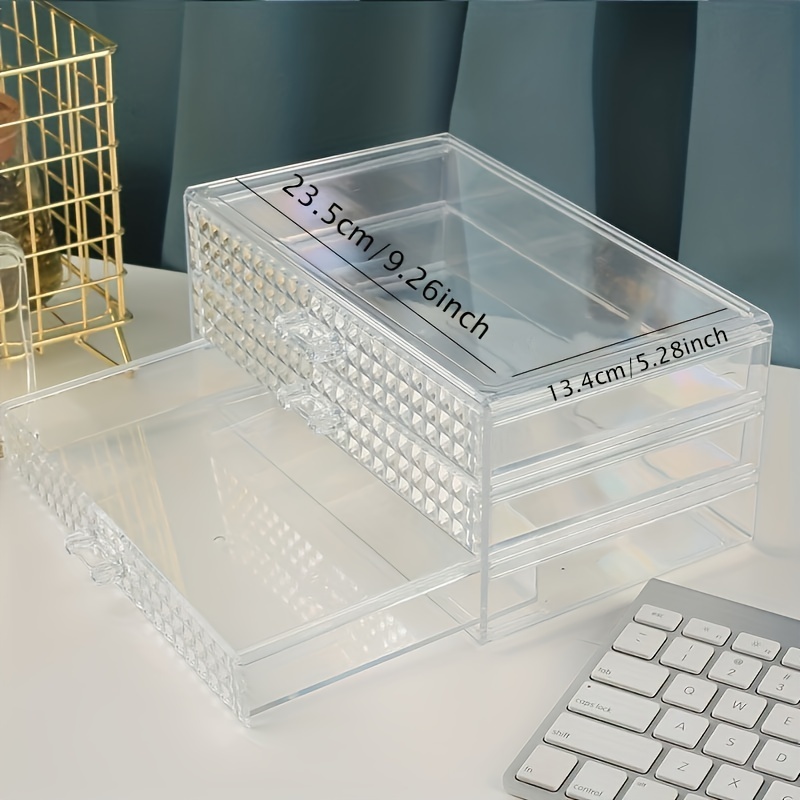 1pc Clear Acrylic Desk Drawer Organizer, Desktop Jewelry Storage Box,  Dustproof Desktop Drawer Type Jewellery Tape Stationery Sorting Box