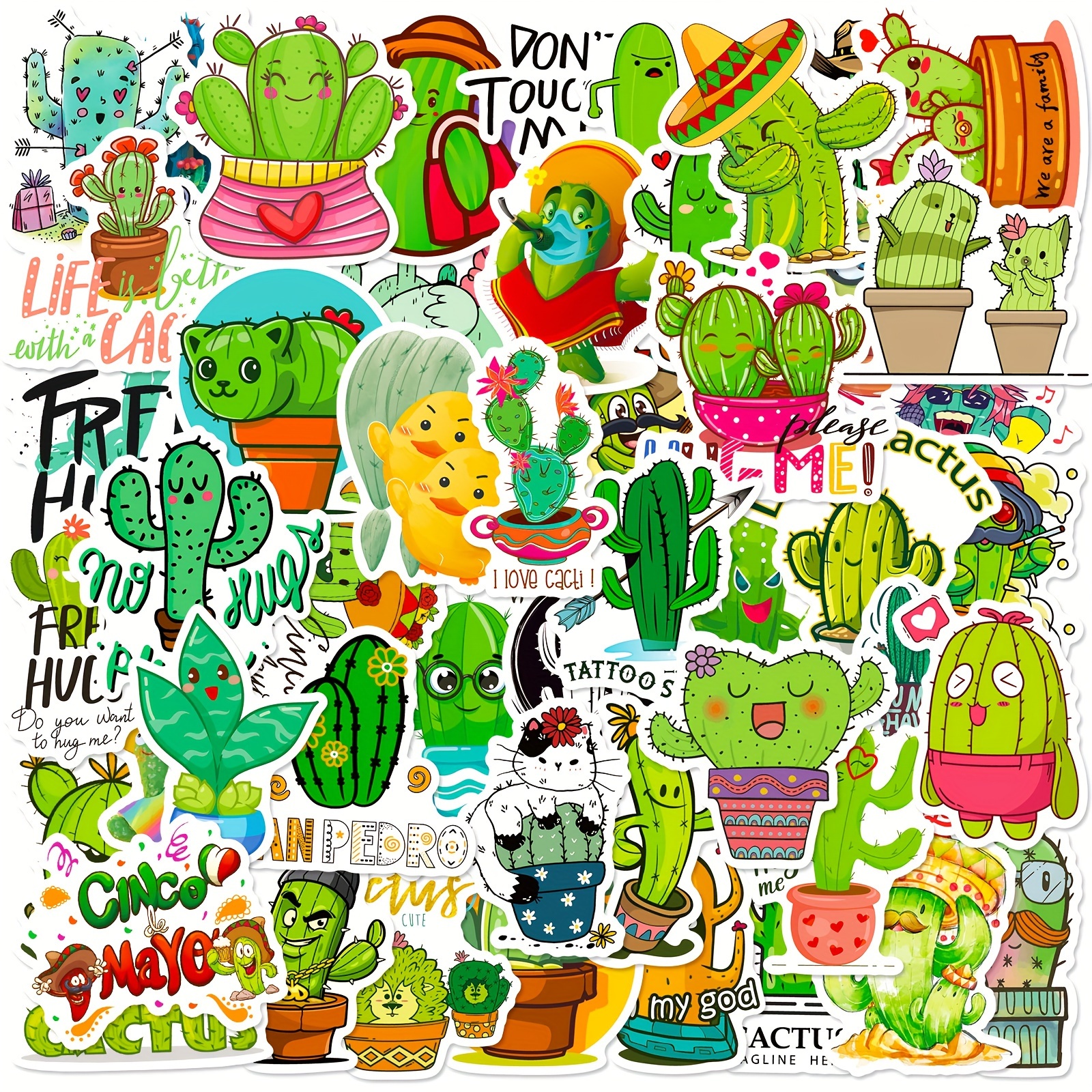 50pcs Cactus Cartoon Graffiti Stickers Teléfono Guitarra - Temu