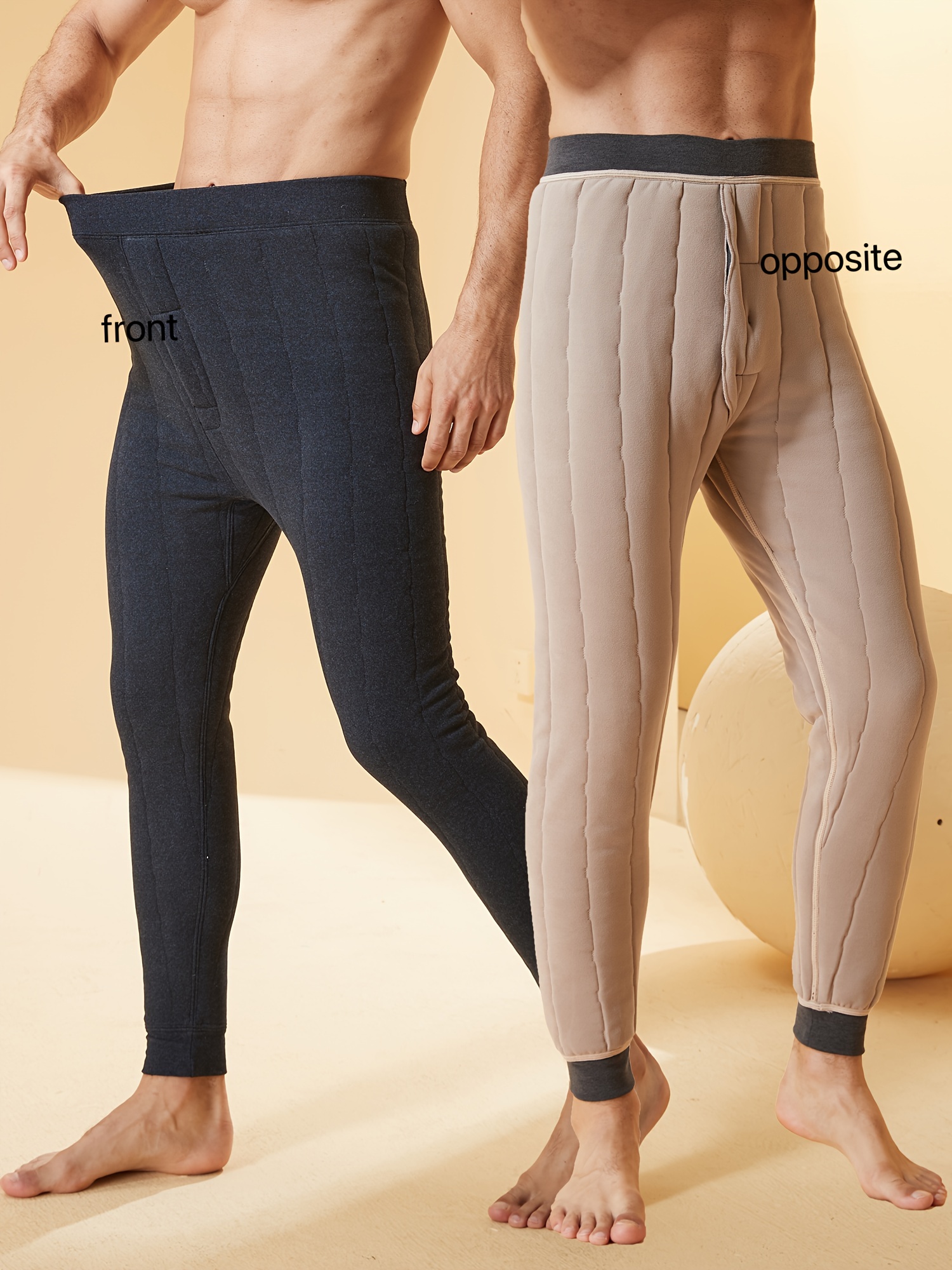 Men's Thermal Underwear Pants Thickened Fleece Warm Leggings - Temu Canada