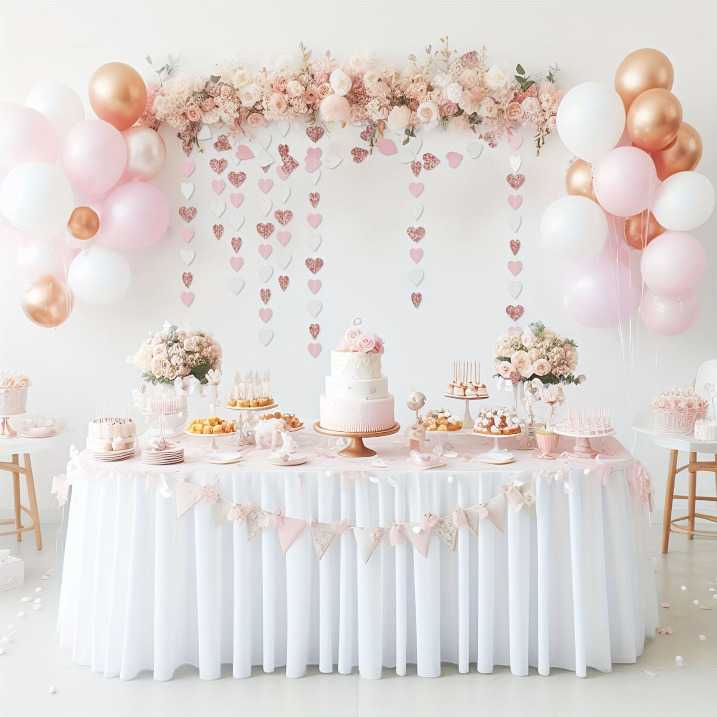 Rose golden White Party Decorations Paper Heart - Temu