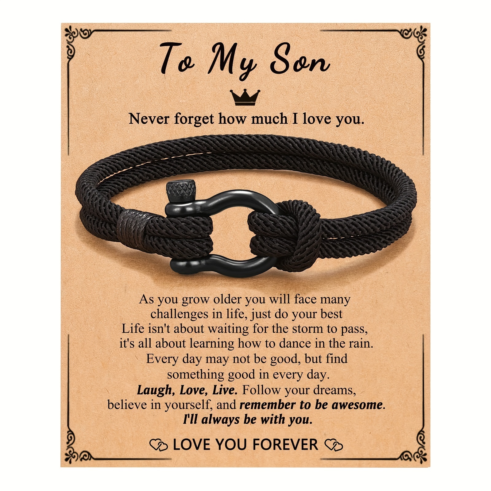 

To My Son/grandson Bracelet, Forever Linked Together Braided Leather Bracelet, Stainless Steel Magnetic Closure Leather Knot Cuff Wristband, Christmas Gifts Birthday Gifts