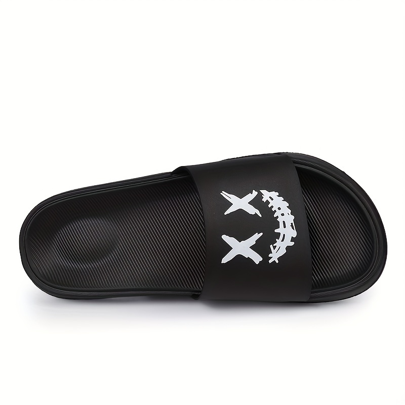 Men's Smile Print Slides Non Slip Slippers