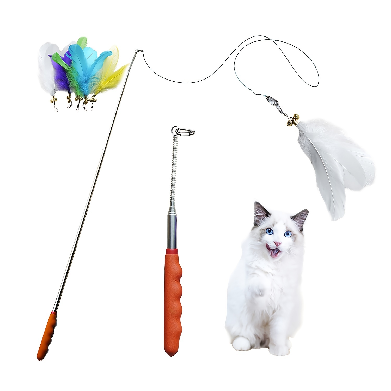 Interactive Cat Toy: Retractable Wand With Pole Replaceable - Temu Mexico