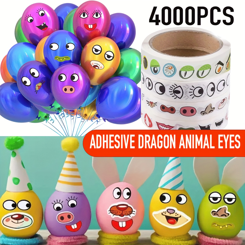 Self Adhesive Dragon Animal Eyes Mouth Nose Stickers For - Temu