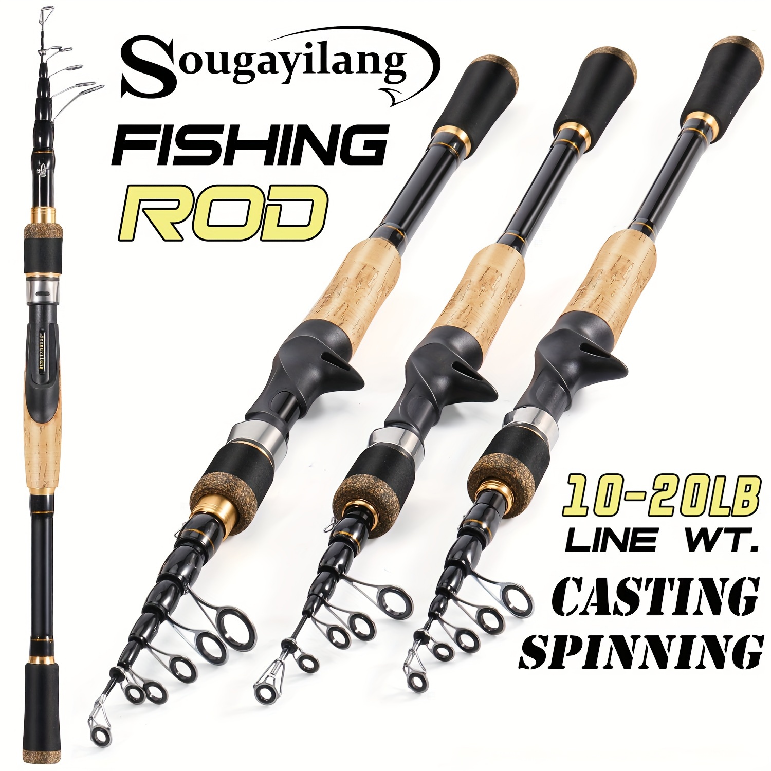 

Sougayilang 1pc 1.6m-2.1m/5.3ft-6.9ft Telescopic Fishing Rod, Casting Fishing Pole With Eva Handle, Fishing Tackle
