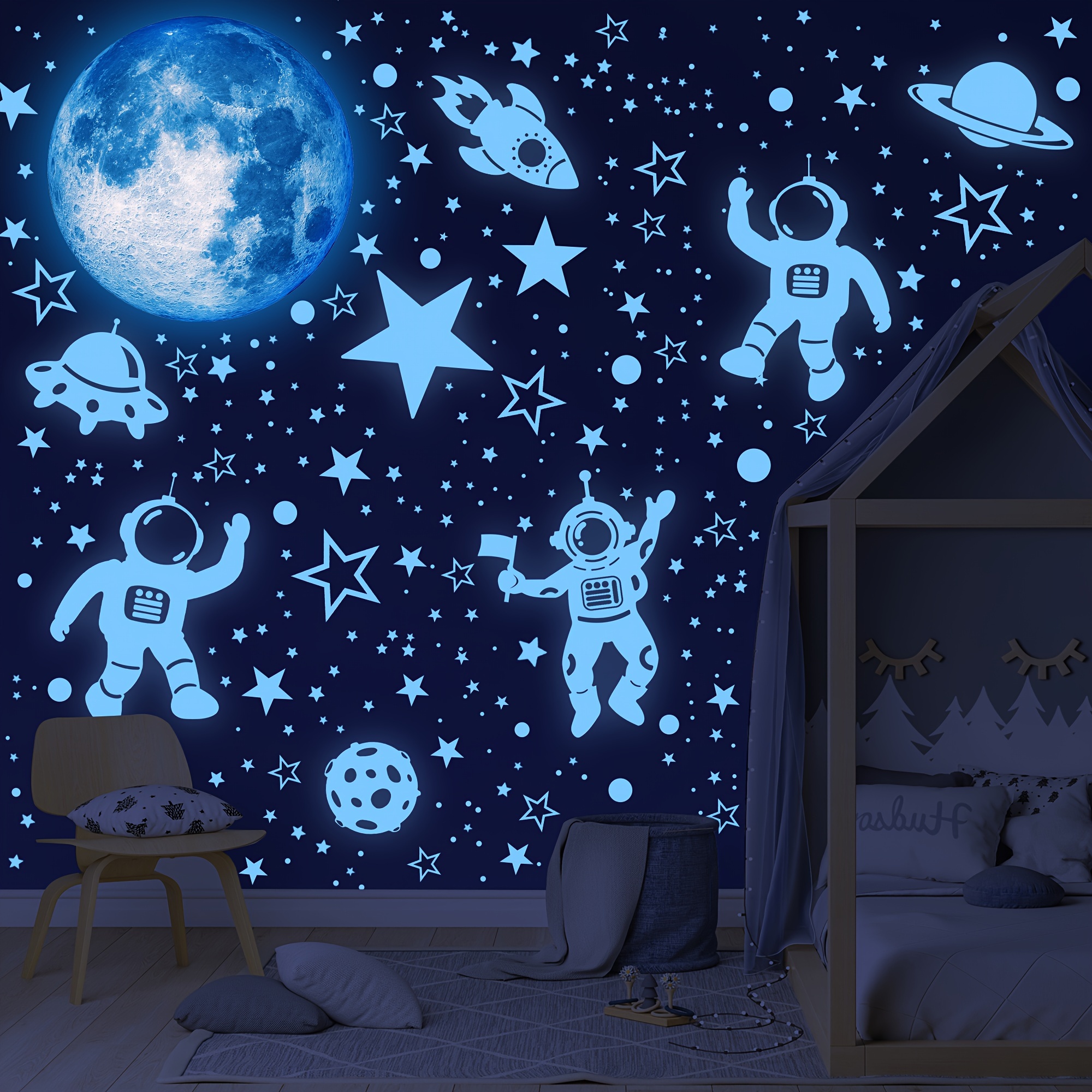 329pcs -the-dark Wall Stickers,,stars,moon,space Wall Decals,family Bedroom,living Room Wall Decoration,surprise Gifts For (3 Sheets)