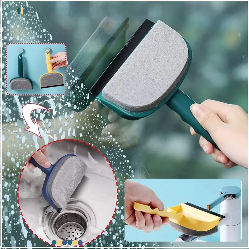 Window Cleaning Squeegee Kit with 2 Cleaning Pad Squeegee Window Cleaner with 74.8in Extension Handle Portable Window Washer Squeegee Flexible Window
