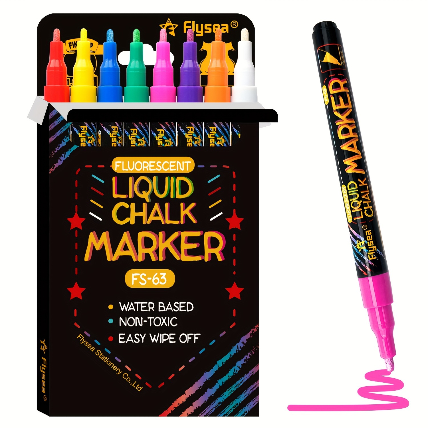 MaxGear Liquid Chalk Markers 12 Assorted Colors Chalkboard Marker Pens for  Blackboard Erasable, Neon Chalk Marker Wet Erasable Chalk Board Markers