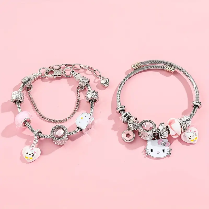 Sanrio Accessories Kawaii Hello Kitty Bracelet Charms Metal Cartoon Cute  Y2k Jewelry Sweet Gifts for Girls