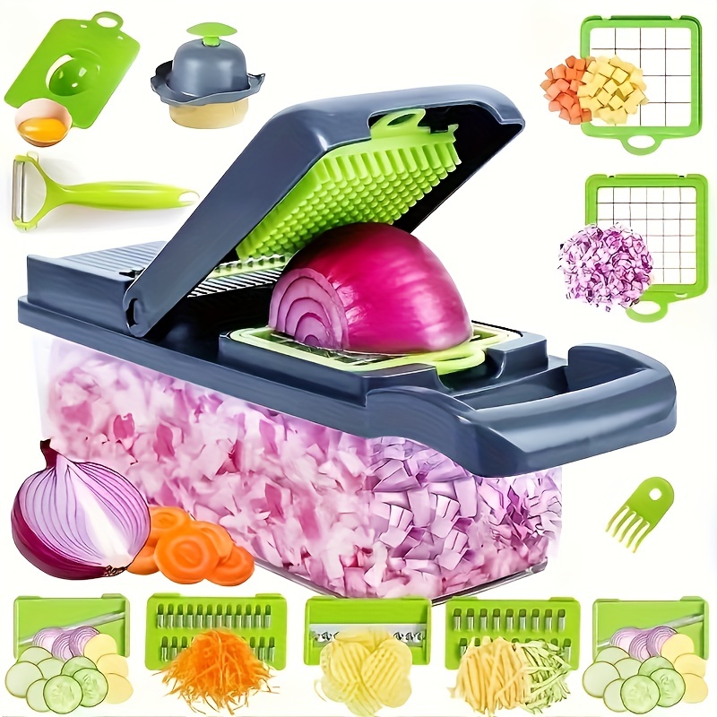 Vegetable Food Chopper, 13 in 1 Multifunctional Vegetable Cutter & Slicer,  Kitchen Food Slicer Onion Dicer, Salad Chopper Food Dicer, Manual Hand