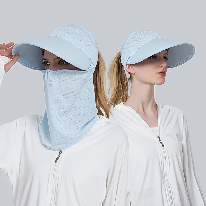 Uv Protection Sun Visor Hat Detachable Face Mask Summer - Temu Italy