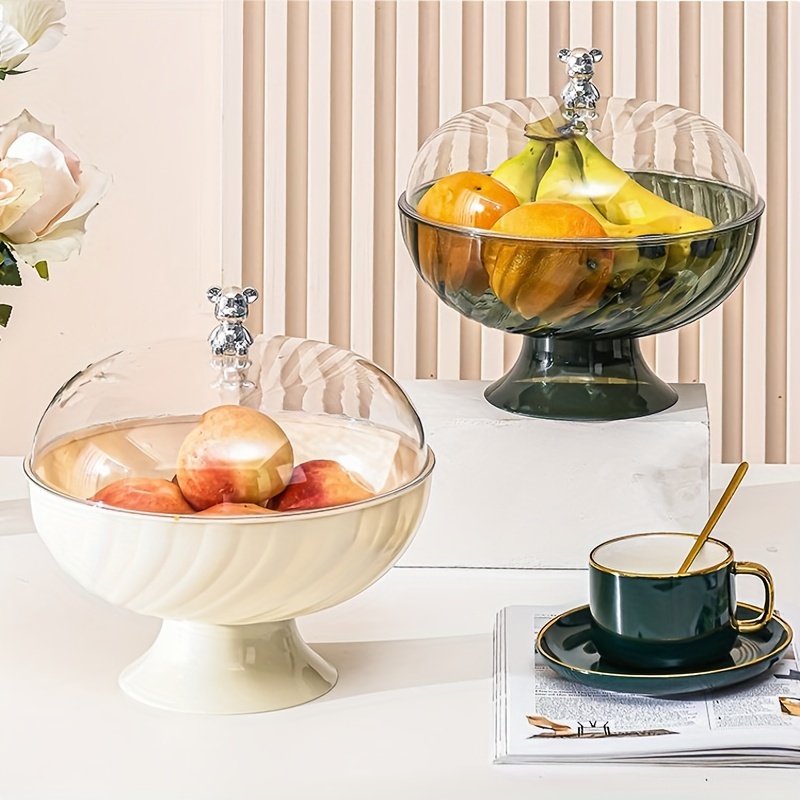 Rotatable Glass Fruit Basket Multilayer Decor Bowl with Base in Gold