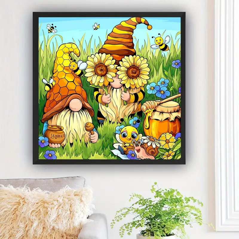 Gnomes Diamond Painting Kits For Adults -bees Sunflower Dwarf 5d Artificial  Diamond Art Kits For Adults Beginner, Diy Full Diamond Artificial Diamond  Dots Paintings With Artificial Diamonds Gem Art And Crafts For
