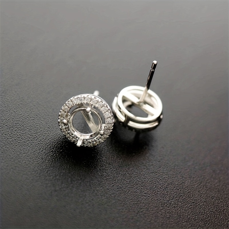 925 Sterling Silver Rose Golden Tone DIY Prong Studs